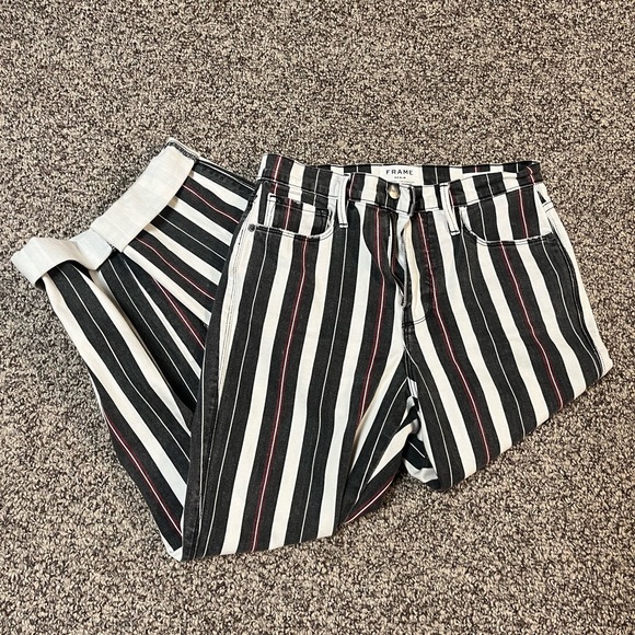 Frame Denim Le Sylvie Band Stripe Straight Leg Jeans - Picture 4 of 5